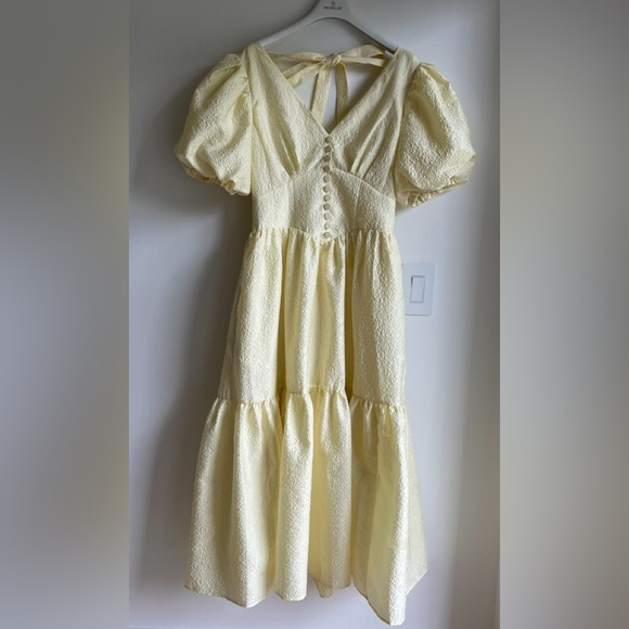 Self Portrait YELLOW JACQUARD MIDI DRESS - Picture 4 of 6